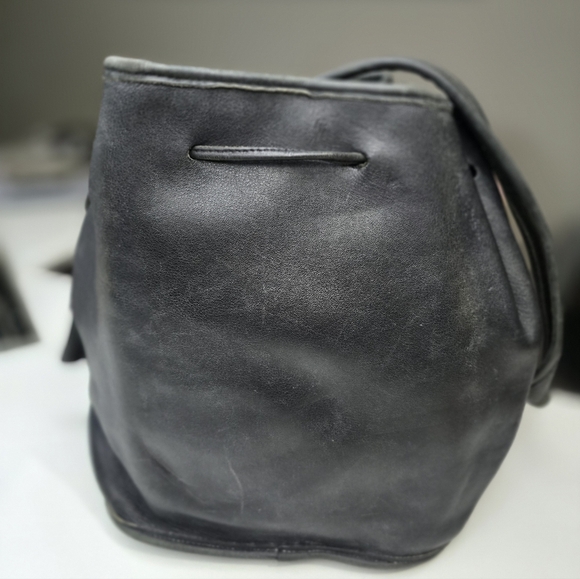 Vintage 90s Coach Lula's Legacy Black Leather Drawstring Bucket Bag [As Is] - Picture 4 of 7